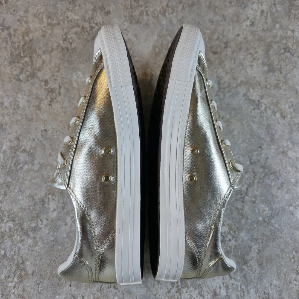 Converse Womens Size‎ 8 Sneaker Gold Metallic Shoes Dainty Lucky Ox A15448C New